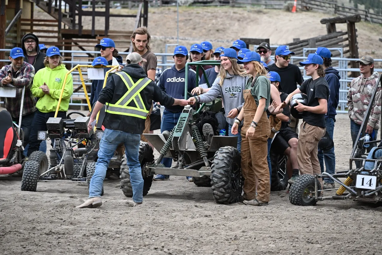 Students working on EV